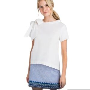 Vineyard Vines Classic Bow Shoulder boat neck Short-Sleeve versatile cotton top